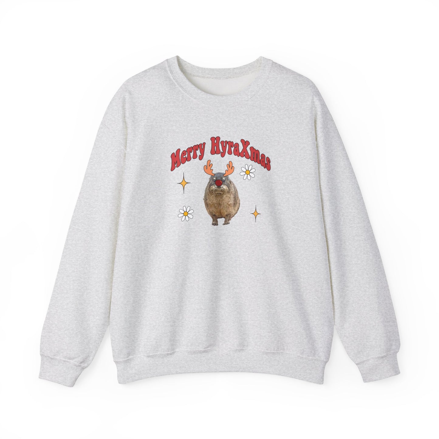 Merry HyraXmas Reindeer Hyrax  Retro Groovy Vintage Unisex Heavy Blend™ Crewneck Sweatshirt