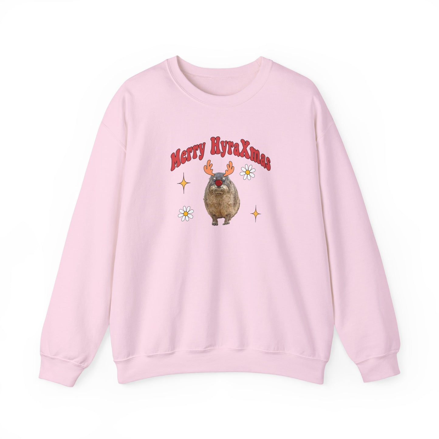 Merry HyraXmas Reindeer Hyrax  Retro Groovy Vintage Unisex Heavy Blend™ Crewneck Sweatshirt