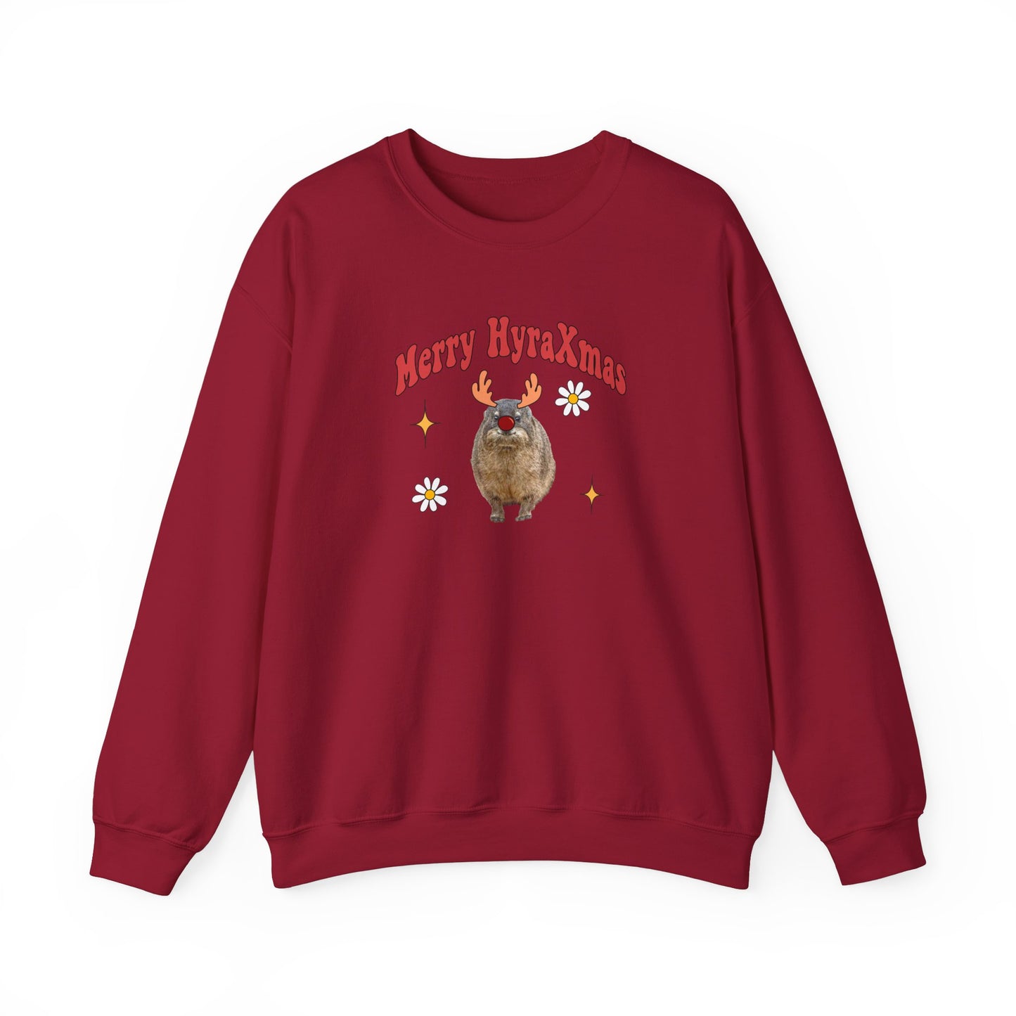 Merry HyraXmas Reindeer Hyrax  Retro Groovy Vintage Unisex Heavy Blend™ Crewneck Sweatshirt