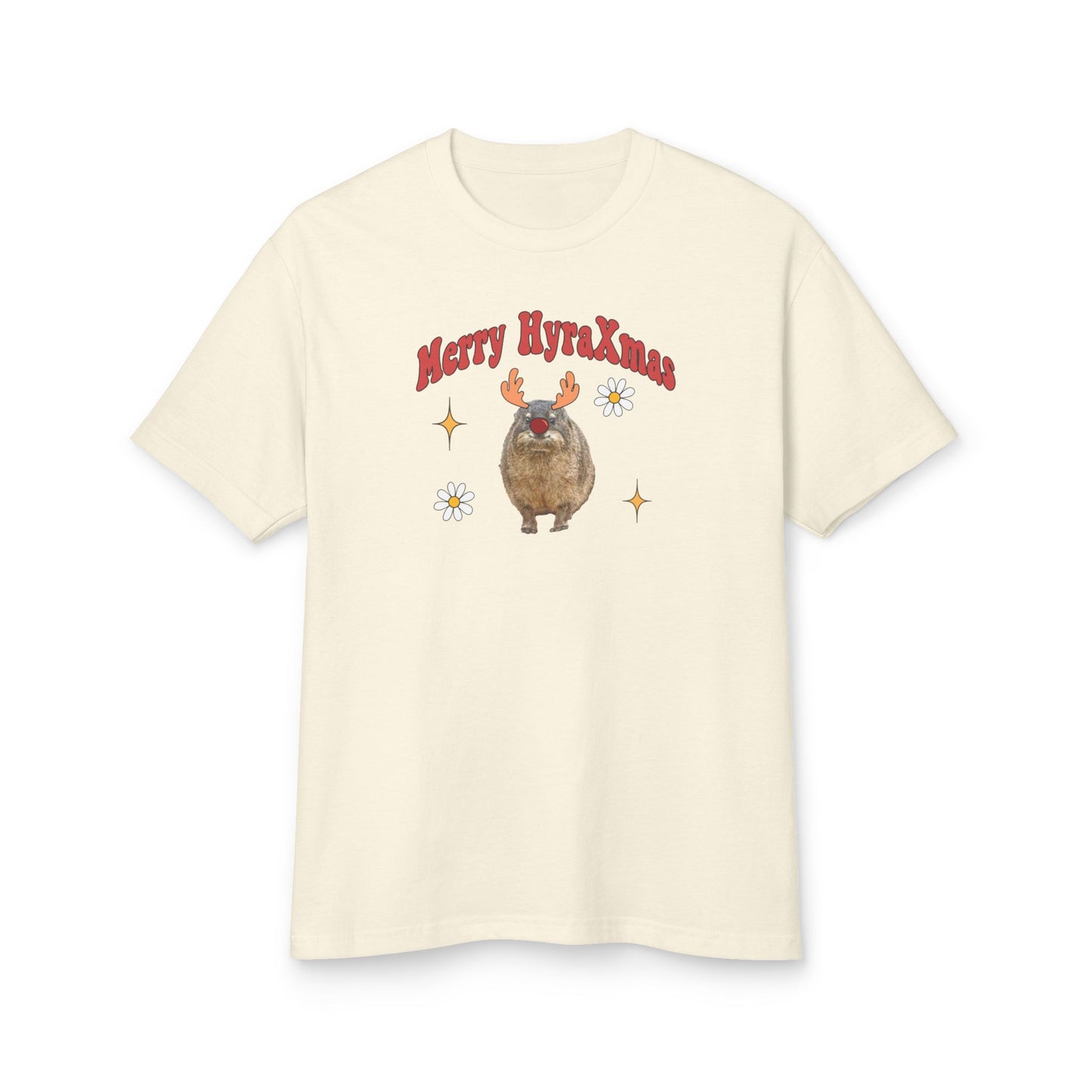 Merry HyraXmas Reindeer Hyrax Funny Vintage Retro Christmas Graphic Tee Unisex