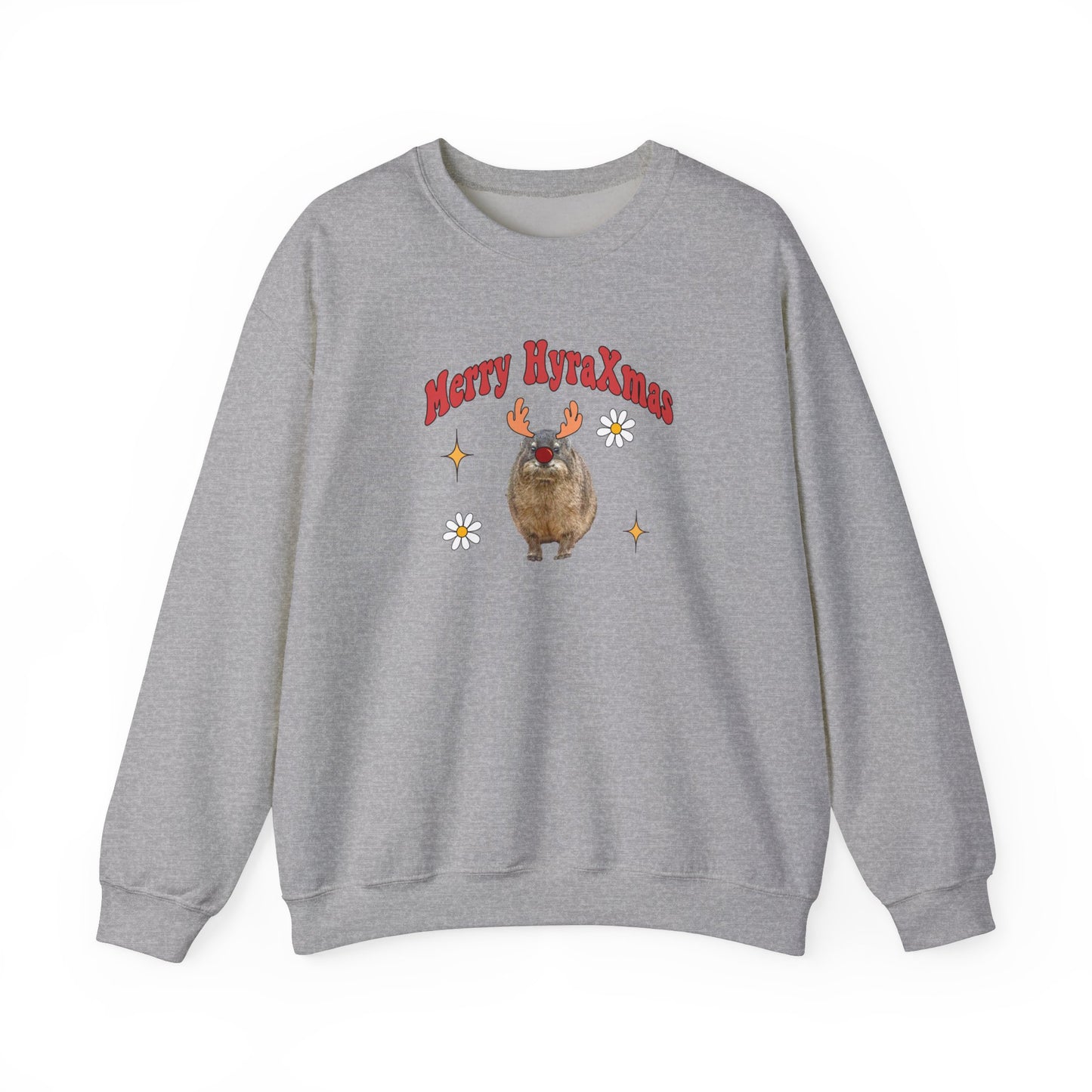 Merry HyraXmas Reindeer Hyrax  Retro Groovy Vintage Unisex Heavy Blend™ Crewneck Sweatshirt