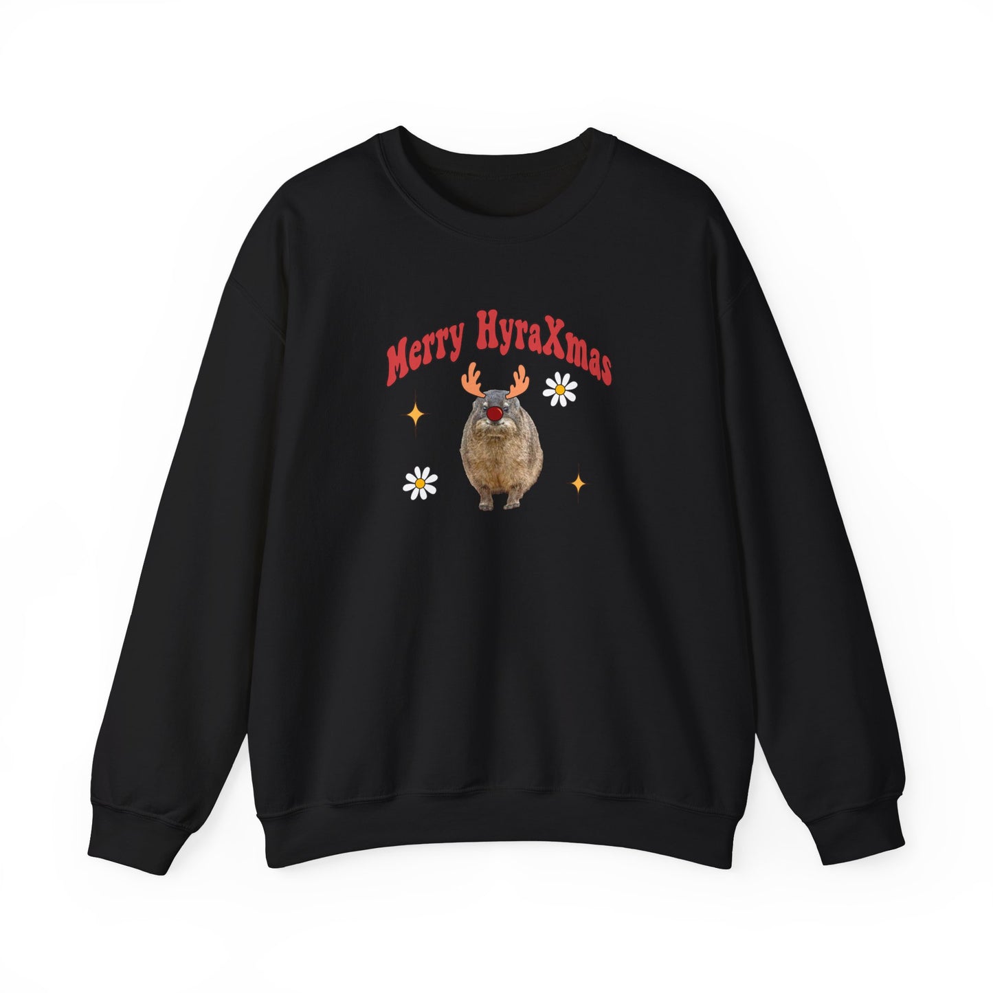 Merry HyraXmas Reindeer Hyrax  Retro Groovy Vintage Unisex Heavy Blend™ Crewneck Sweatshirt