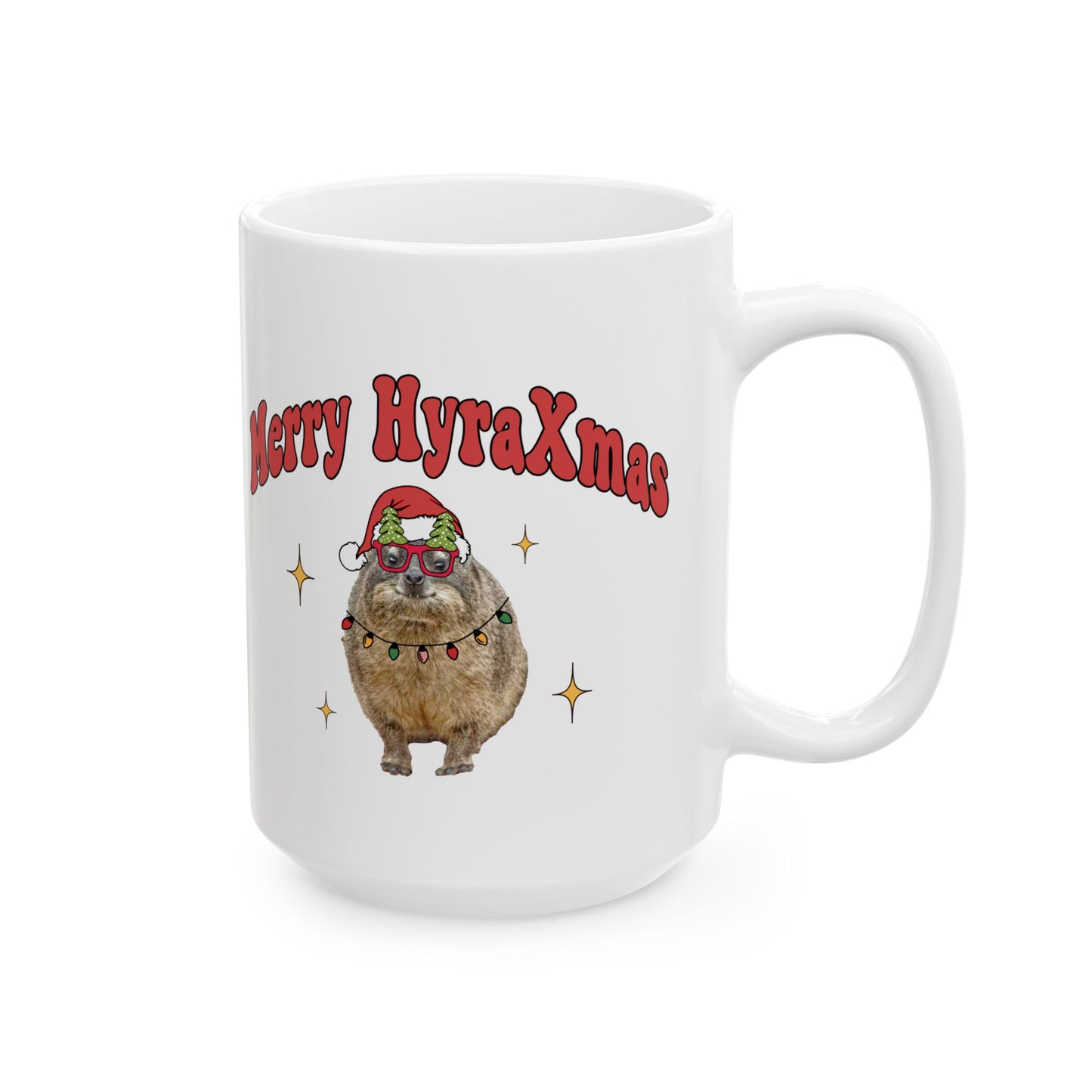 Merry HyraxMas Santa Hyrax Ceramic Mug, (11oz, 15oz)