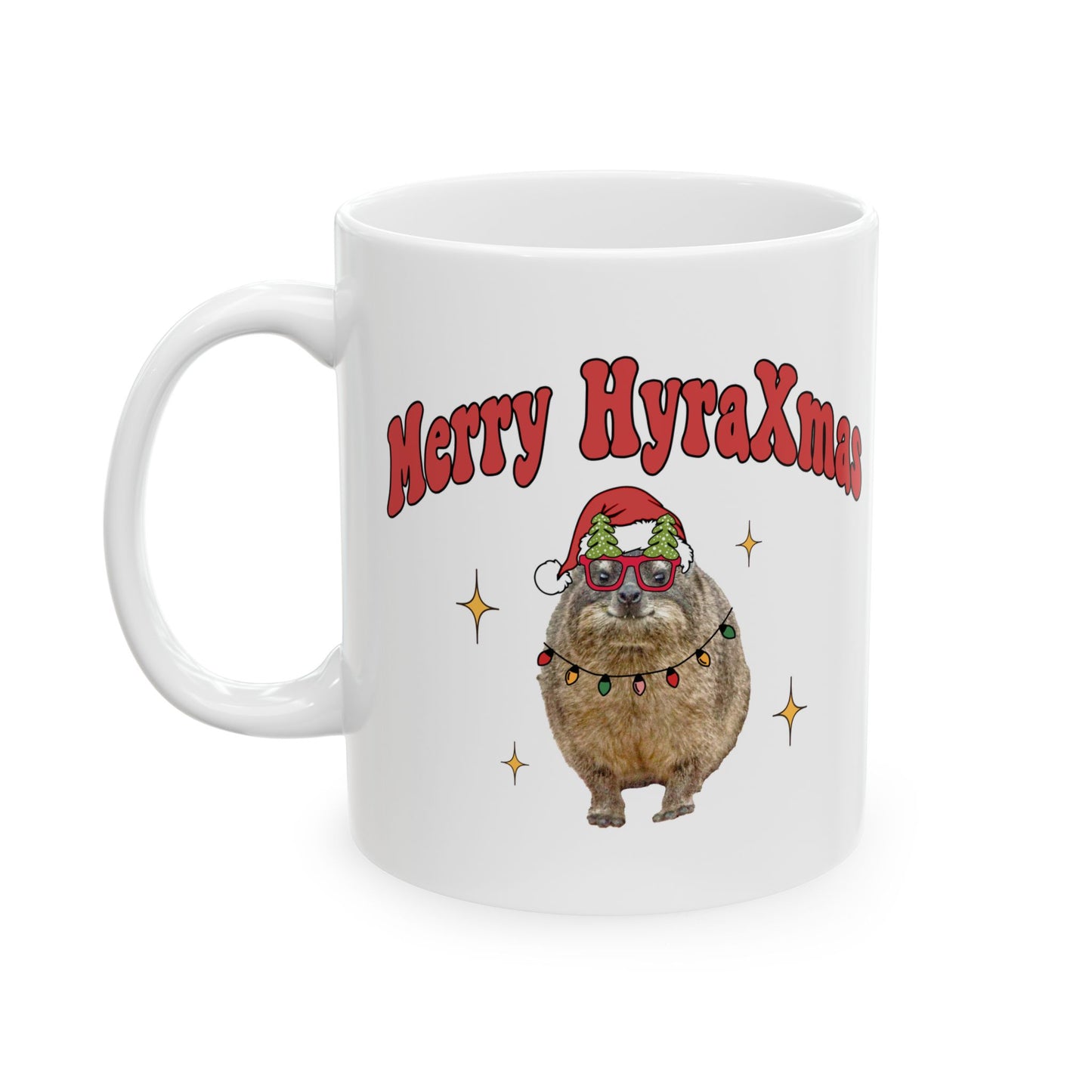 Merry HyraxMas Santa Hyrax Ceramic Mug, (11oz, 15oz)