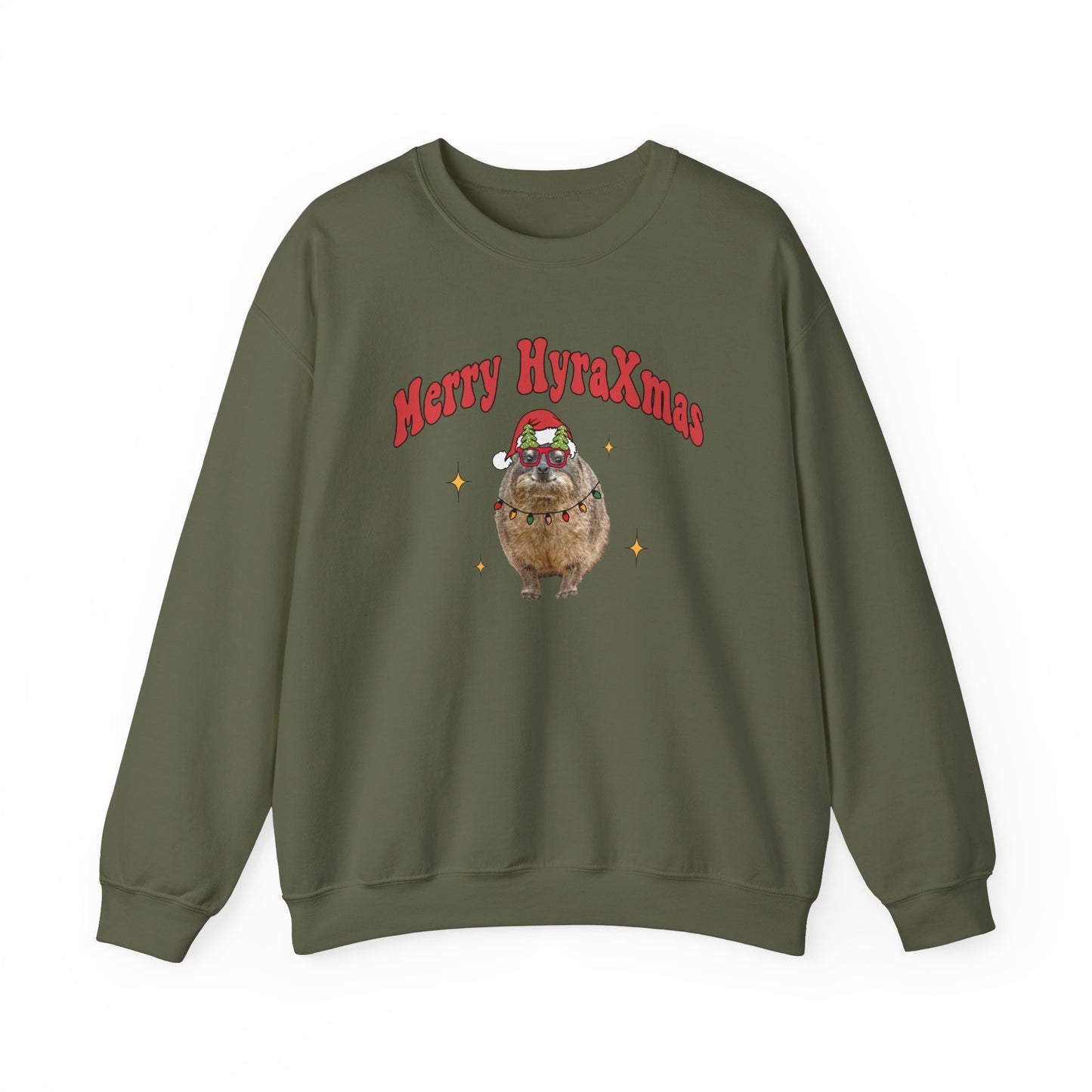 Merry HyraXmas Hyrax Santa 3.0 Retro Groovy Vintage Unisex Heavy Blend™ Crewneck Sweatshirt