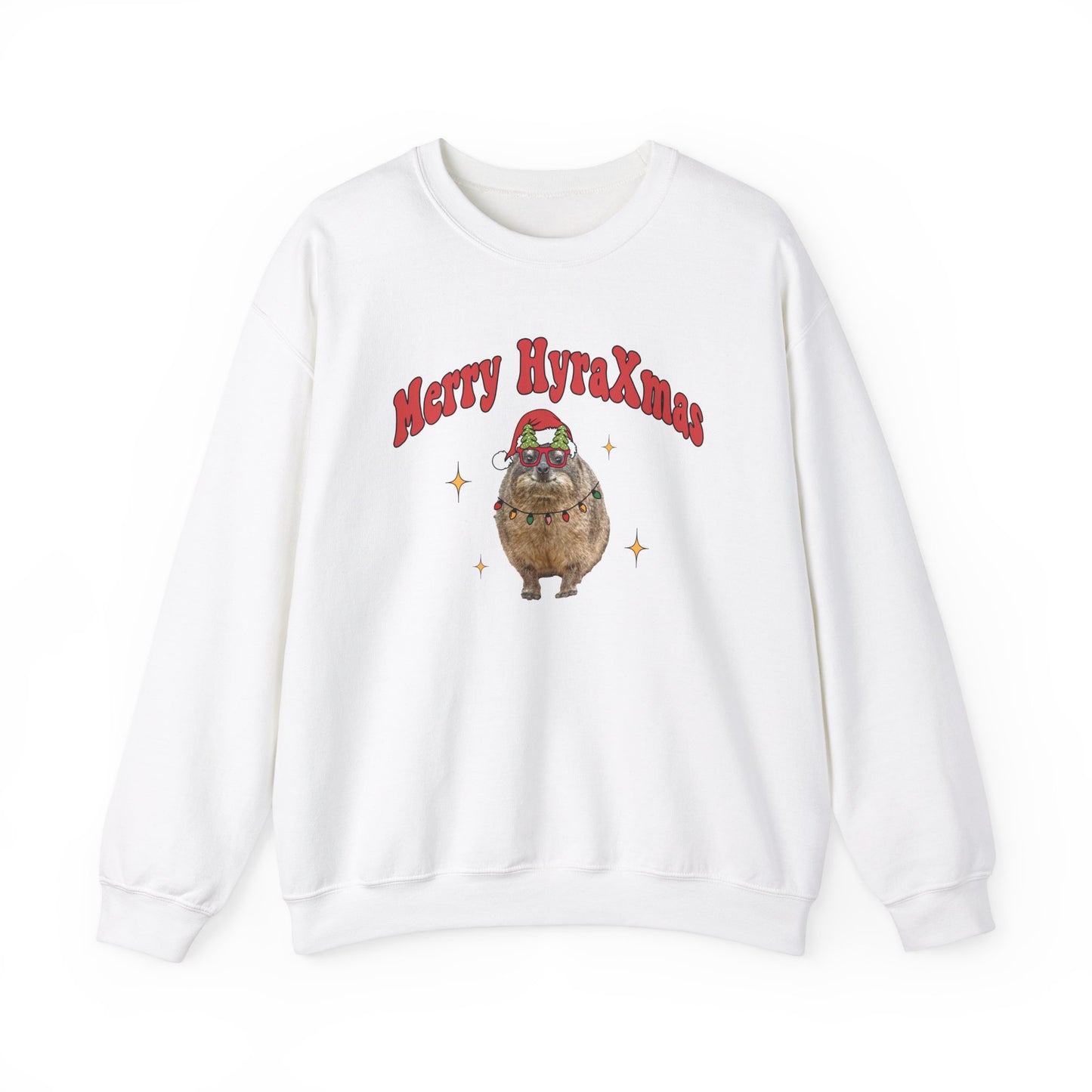 Merry HyraXmas Hyrax Santa 3.0 Retro Groovy Vintage Unisex Heavy Blend™ Crewneck Sweatshirt