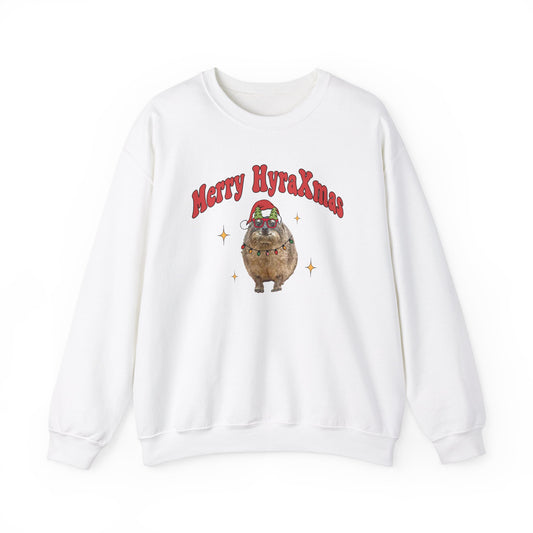 Merry HyraXmas Hyrax Santa 3.0 Retro Groovy Vintage Unisex Heavy Blend™ Crewneck Sweatshirt