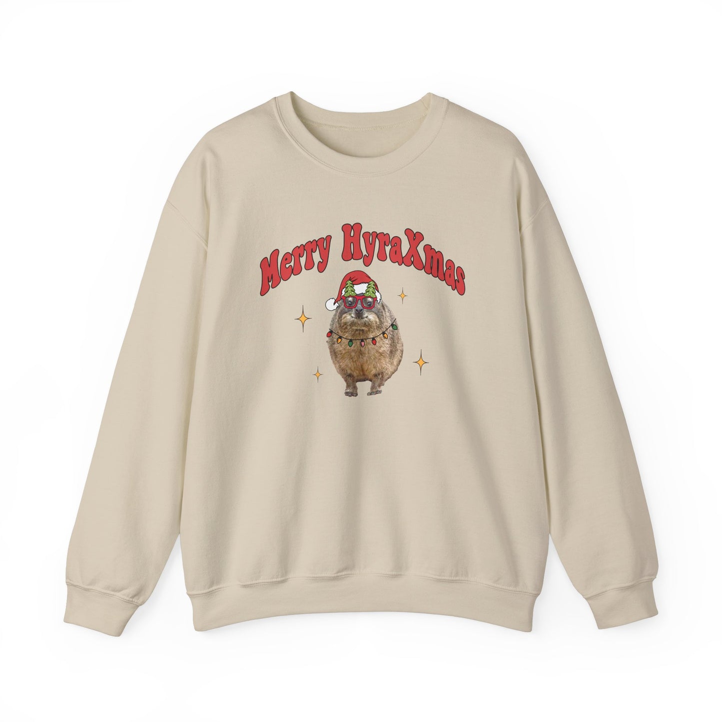 Merry HyraXmas Hyrax Santa 3.0 Retro Groovy Vintage Unisex Heavy Blend™ Crewneck Sweatshirt