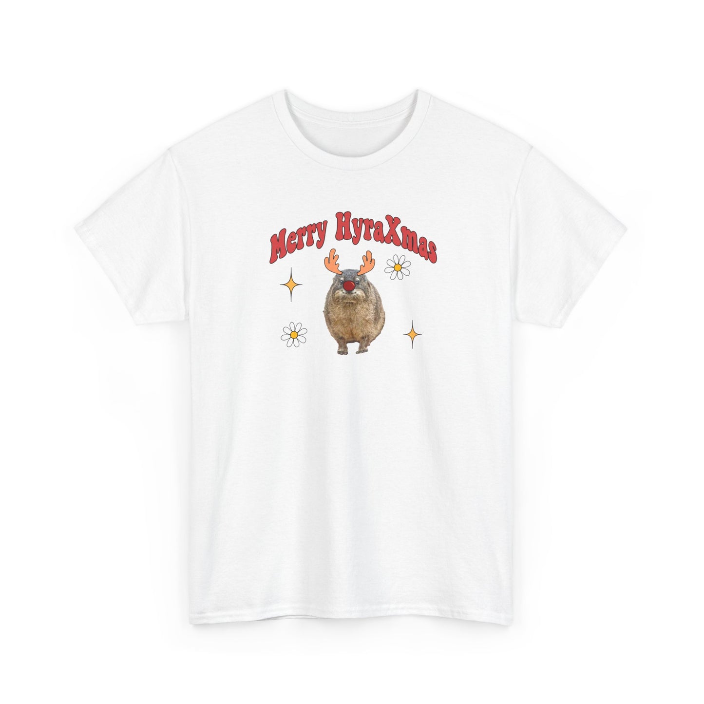 Merry HyraXmas Reindeer Hyrax Funny Vintage Retro Christmas Graphic Tee Unisex