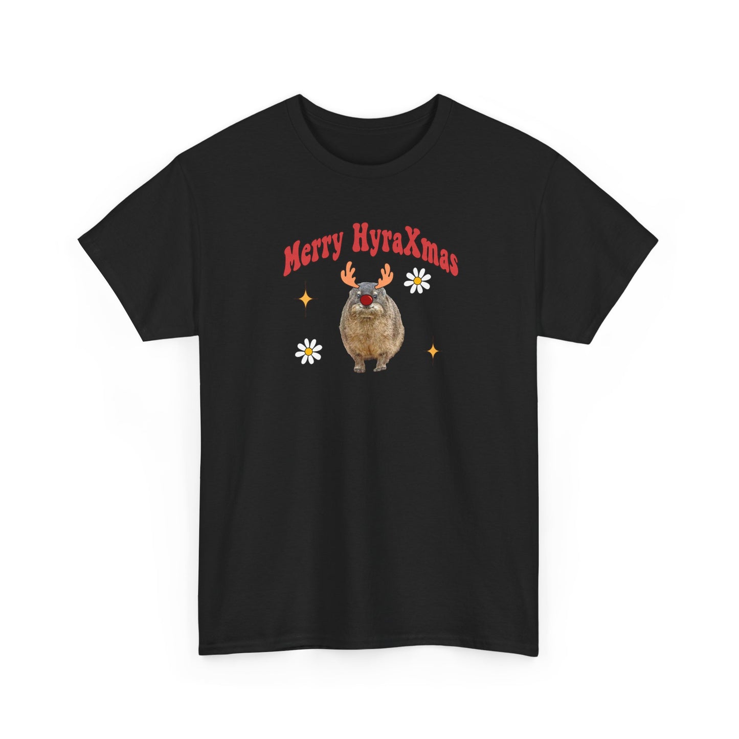 Merry HyraXmas Reindeer Hyrax Funny Vintage Retro Christmas Graphic Tee Unisex